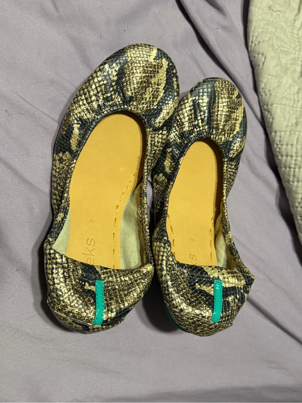 Tieks Copperhead Snake Ballet Flats with Teal Accents - Picture 4 of 5